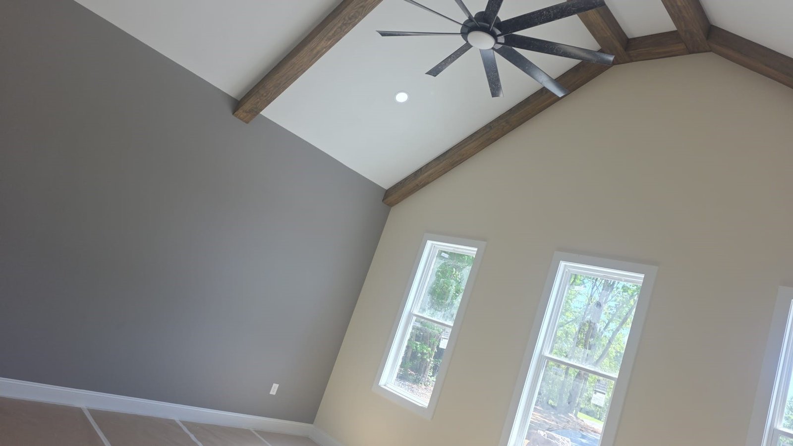 Commercial office space with accent wall painted by Arias Painting NC LLC